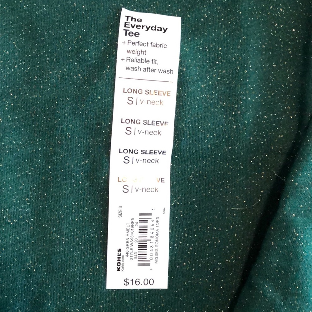 Sonoma Long Sleeve Green W sparkle - Picture 3 of 3